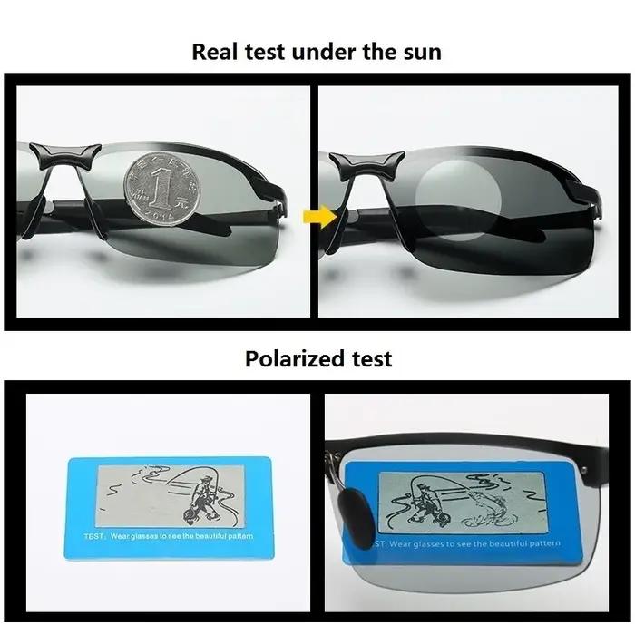 Lunettes de soleil polarisées photochromiques pour hommes, lunettes de conduite et de pêche, lunette