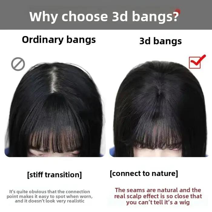 Frange de cheveux frange latérale pour femmes 3D partie centrale fausse frange Extensions à clips po