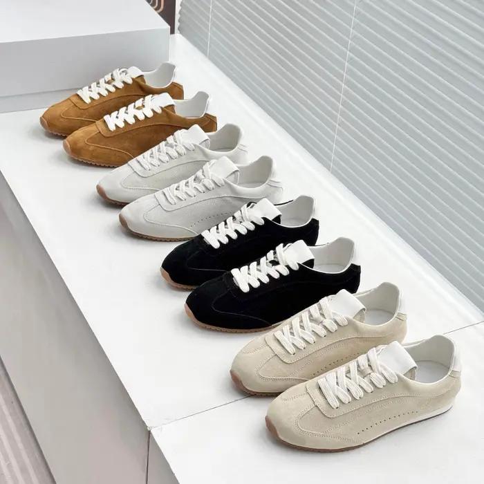 Sneakers unisexes de créateurs pour hommes et femmes, en cuir véritable et daim, chaussures décontra