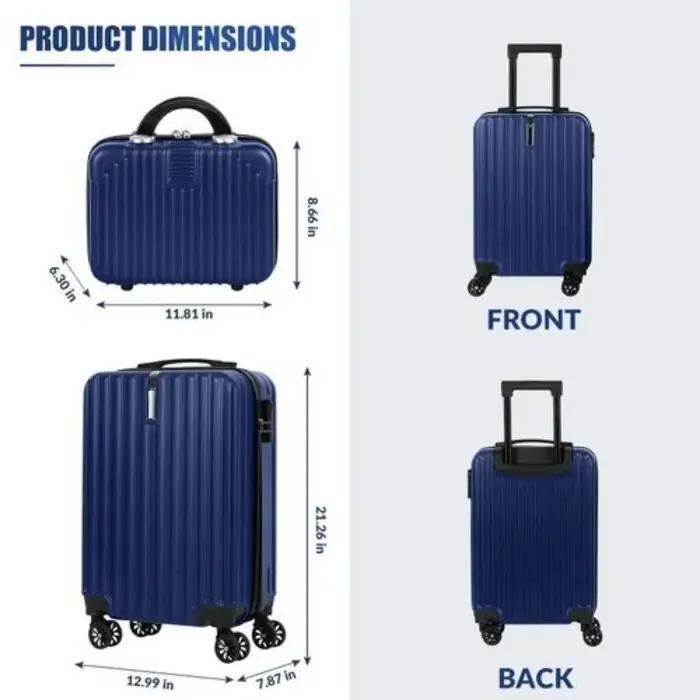 Ensemble de bagages rigides 2 pièces (20"+14") - Spinner gigogne avec 360 ° Roues et serrure TSA,