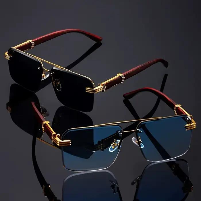 Lunettes de soleil rectangulaires à Double faisceau pour hommes et femmes, verres de soleil carrés s