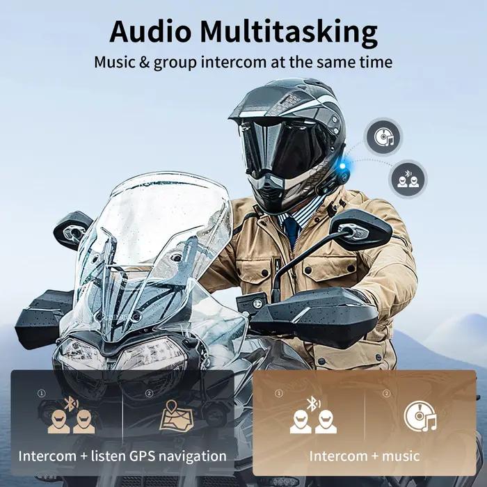 Intercom moto Fodsports FX8 Pro, casque Bluetooth, 10 motards, double puce, compatible avec l'applic
