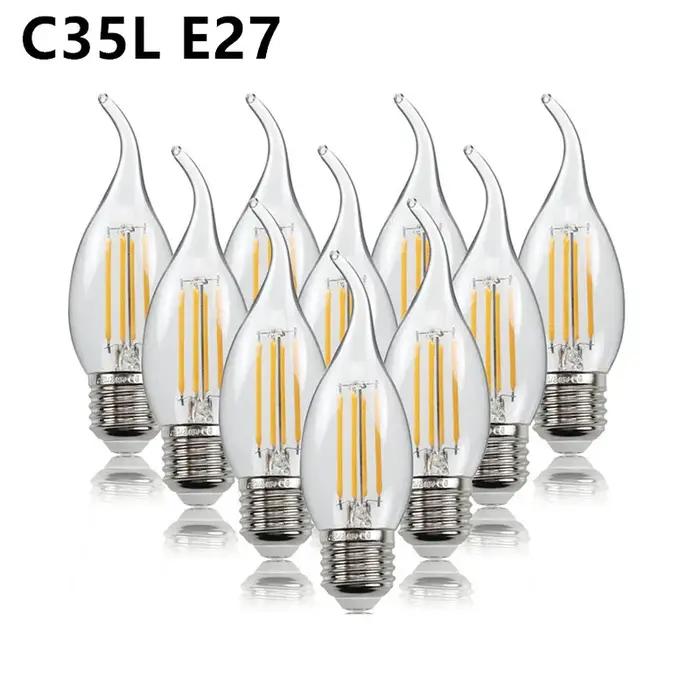 Bougie Led rétro à intensité variable, C35 givré E14 220V 110V 4W 6W, blanc chaud 2700K, ampoules à