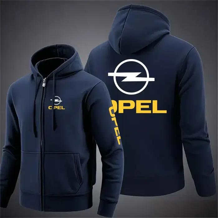 Opel – veste à manches longues de couleur unie pour hommes, avec capuche et fermeture éclair imprimé