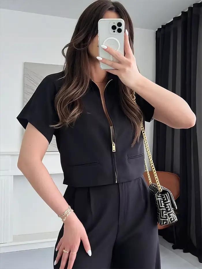 HXAO recadrée femmes vestes avec fermeture éclair vêtements d'extérieur haut été court Cardigan à ma