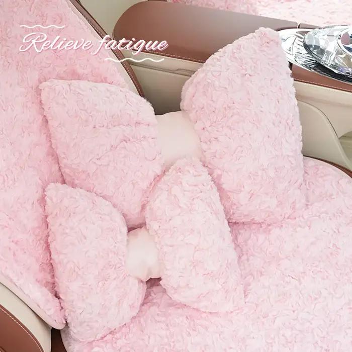 Housse de siège de voiture pour femme, motif dessin animé mignon, universelle, accessoires intérieurs, antidérapante, respirante, coussin de voiture pour fille