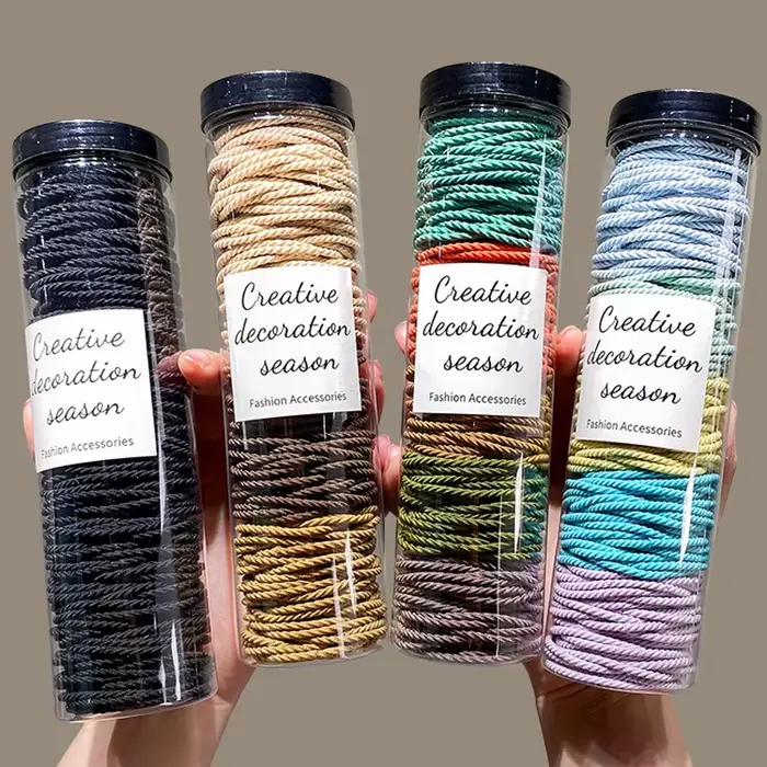 100 pcs/lot bandes de cheveux Scrunchie couleur unie élastique élastique bandeau de cheveux cravate