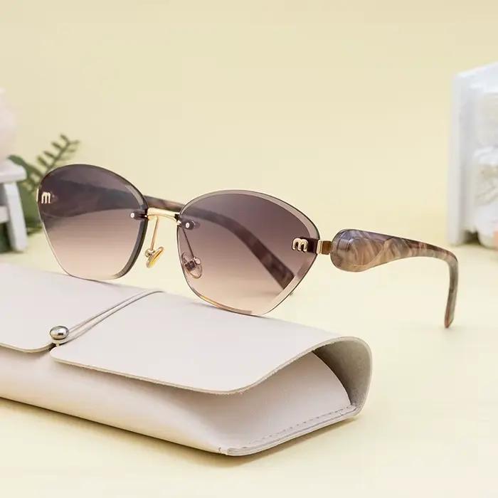 2025 nouvelles lunettes De soleil œil De chat femmes hommes mode sans monture polygone lunettes De s