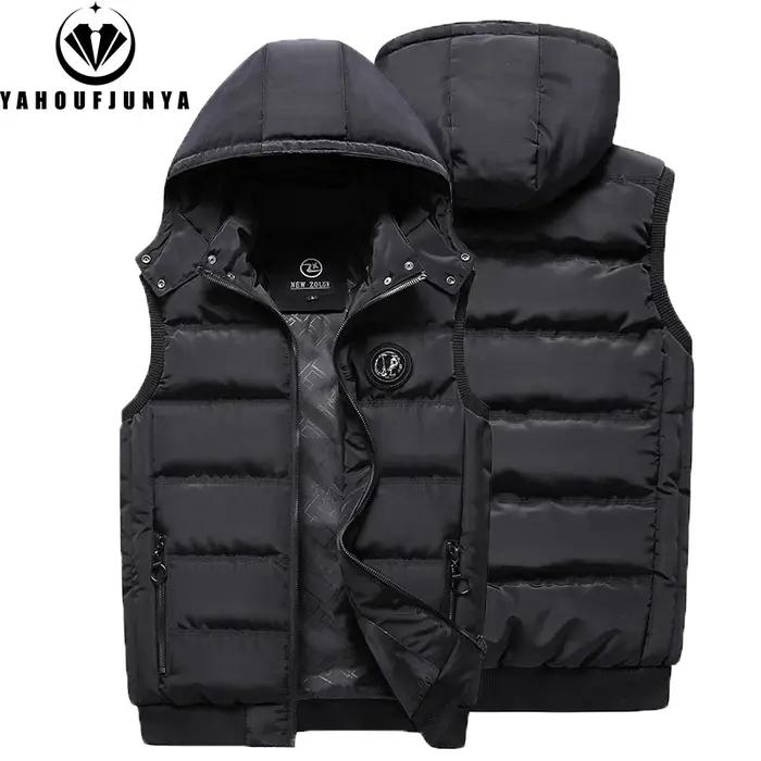 Hommes automne sans manches polaire chaud détachable à capuche gilet hommes hiver extérieur décontra