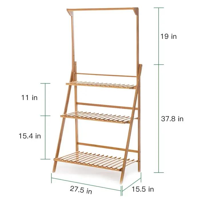 Support pliant pour plantes en bambou, étagère pour pots de fleurs, multi-usage pour serre intérieur