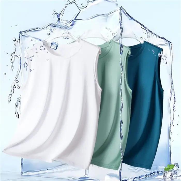 Débardeur sans manches décontracté de couleur unie pour hommes, col rond, gilet respirant, séchage d