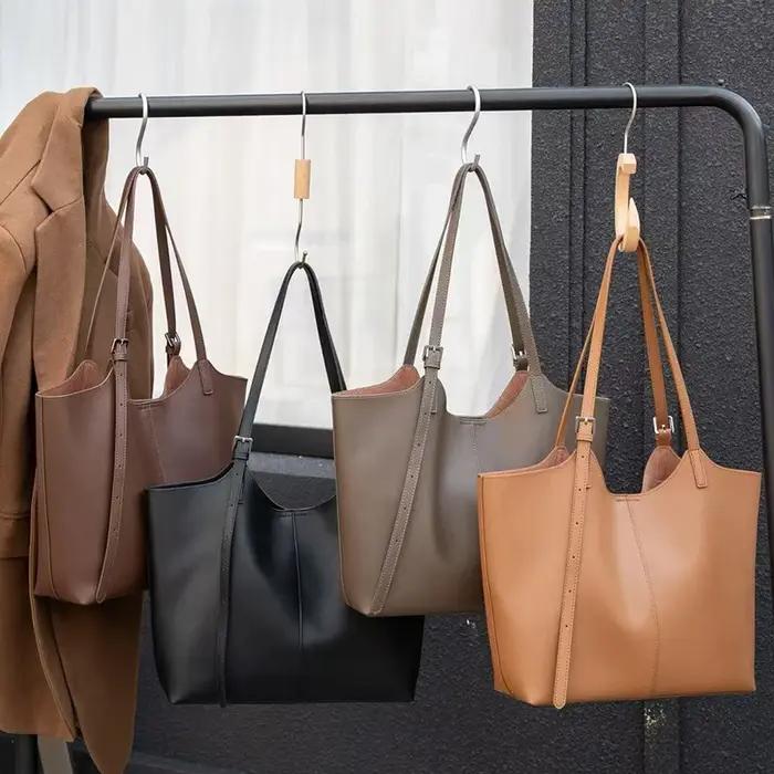 Sac fourre-tout en cuir véritable naturel pour femmes, sac à main en cuir de vache souple de grande