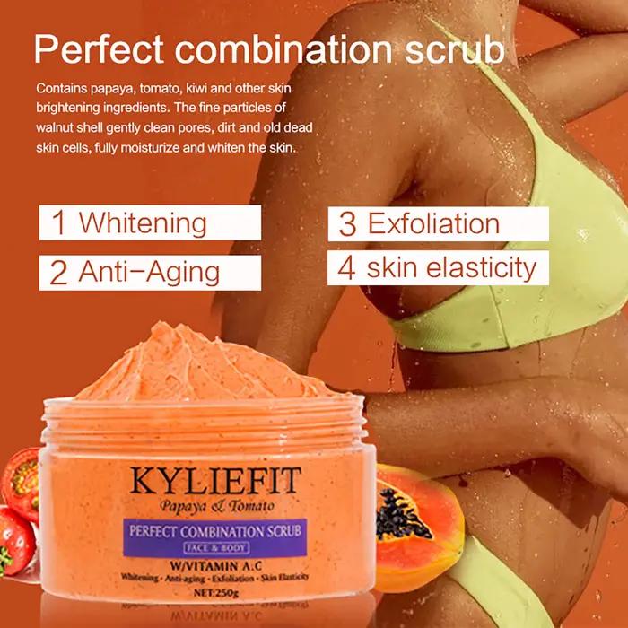 Gommage combiné papaye et tomate, réduit les taches, blanchissant, exfoliant, hydratant, peau lisse,