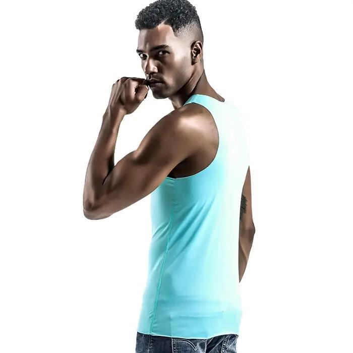 Gilet pour hommes, sous-vêtements de fitness serrés et respirants sans couture en soie glacée, maill