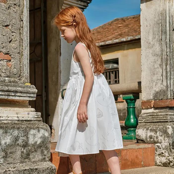 Robes de princesse d'été blanches pour filles Dave Bella, robes de fête imprimées sans manches pour