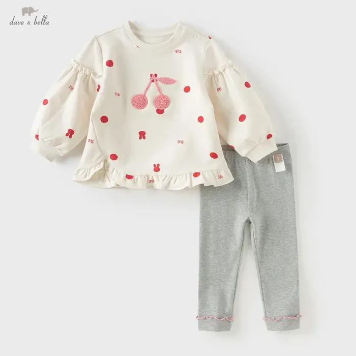 Dave Bella ensemble pantalon pour enfants filles Leggings à manches longues décontracté deux pièces