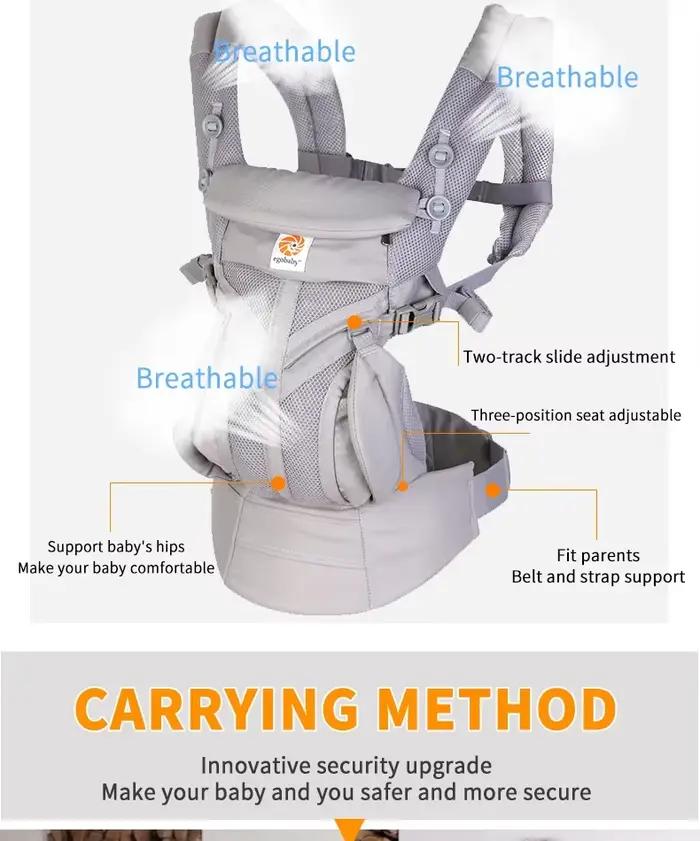 Sac à dos ergonomique Egobaby Omni Baby Electrolux - Respirant en coton avec ceinture et bretelles ajustables