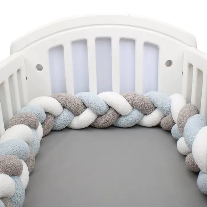 Tour de lit bébé tresse 1-4 mois - Pare-chocs berceau décoratif coussin protection chambre