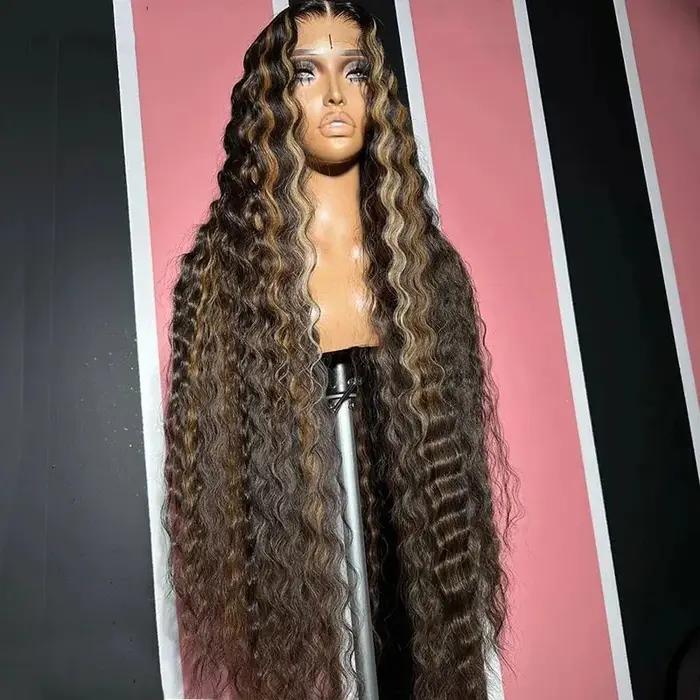 Perruque Naturelle Bouclée Sans Colle, Cheveux Ondulés, 13x4 HD, 13x6, Blond Miel