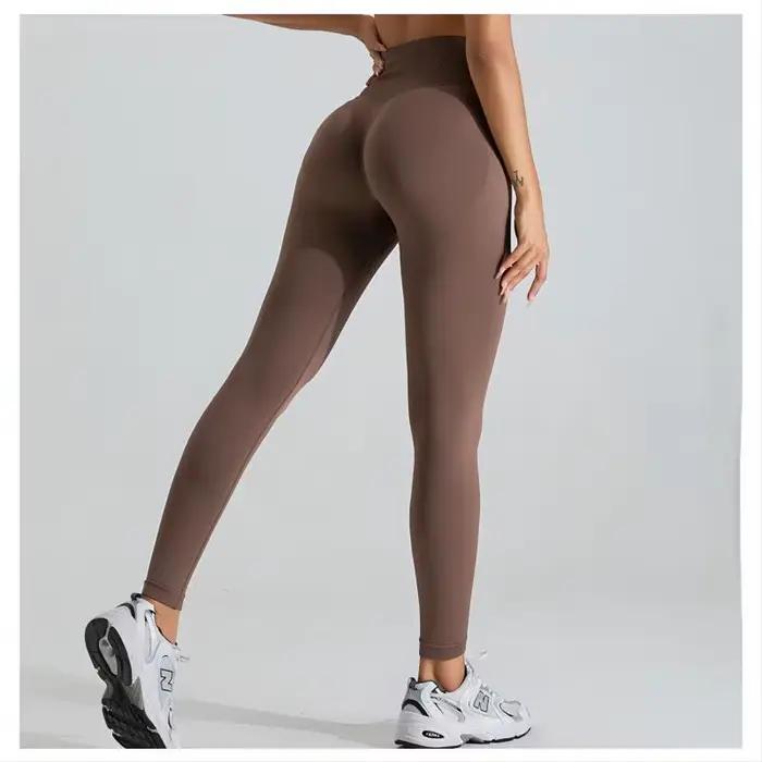 Leggings de Yoga sans couture pour femmes, Sexy, taille haute, contrôle du ventre, froissé, levage d