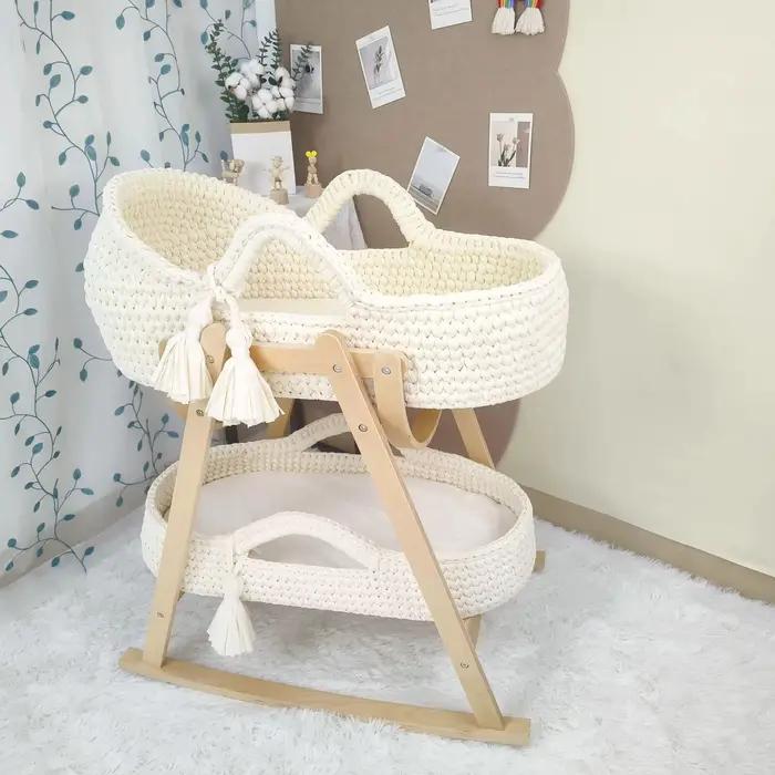 Berceau pour nouveau-né, nid de bébé, chaise longue pour nouveau-né avec cadre en bois et matelas do