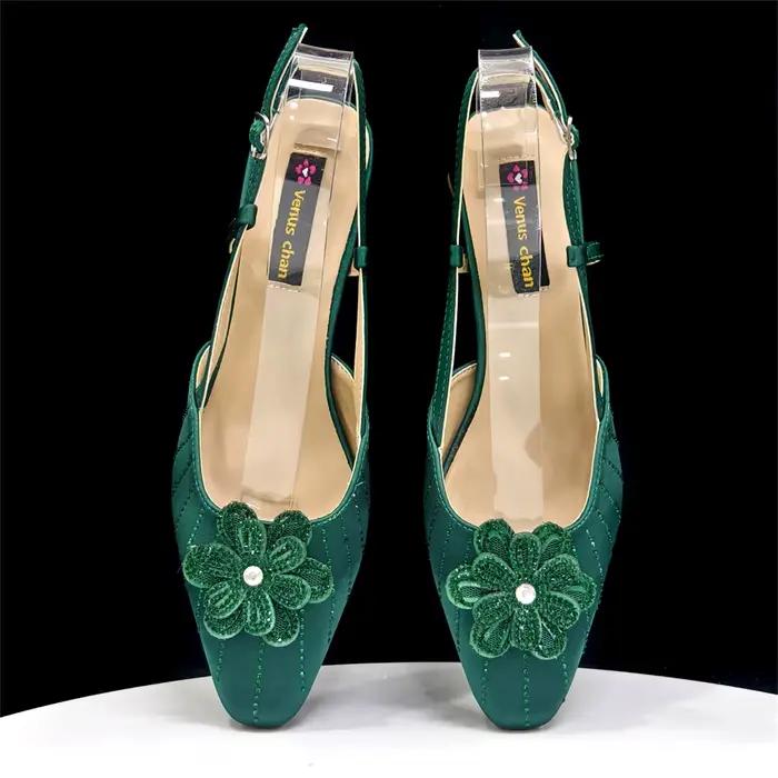 Escarpins et sac italiens pour fête, Style INS, bout pointu, strass, talons hauts élégants, couleur