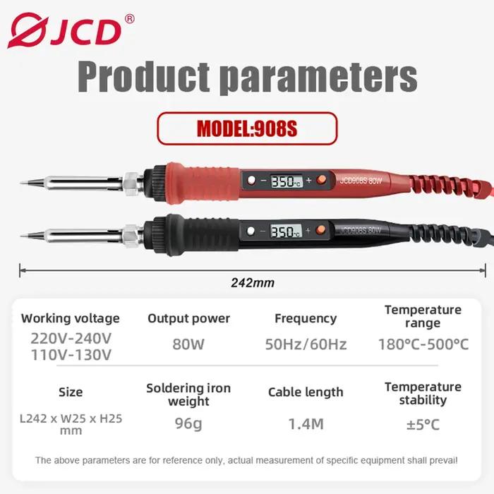 JCD-Kit de fer à souder électrique avec écran LCD, station de expédi, température réglable, ensemble