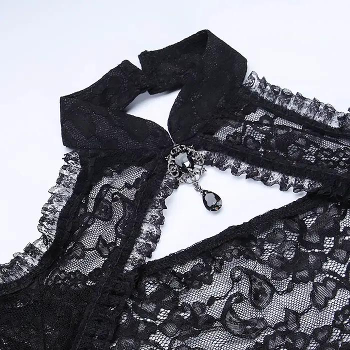 Punk boléro haussement d'épaules Top Trad Goth châles noirs manches évasées couverture enveloppes po