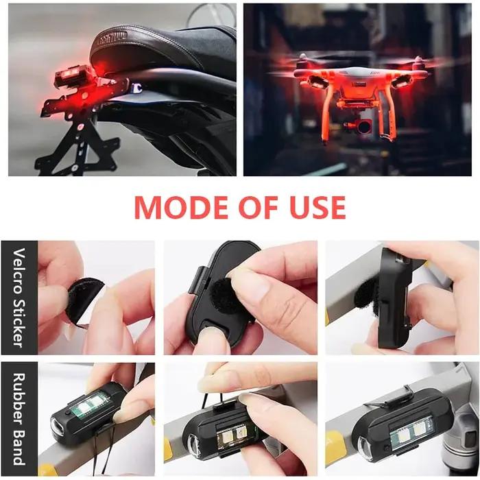 Lumière stroboscopique universelle pour moto USB voiture lampe d'avertissement LED Anti-Collision vé