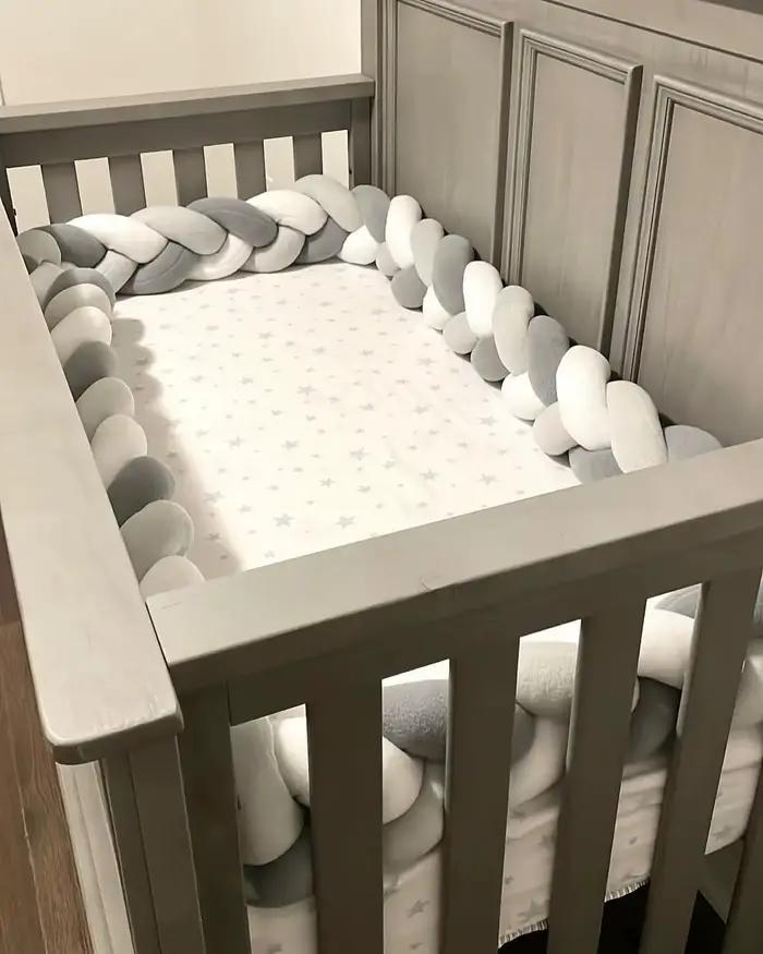 Protecteur de berceau pour bébé, coussin à nœud tressé pour nourrissons et enfants, 3 actions, pare-