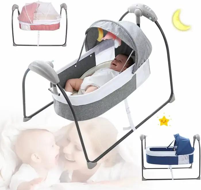 Berceau à bascule électrique pour bébé, balançoire automatique pour nourrisson avec télécommande, tr