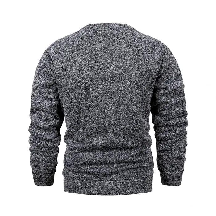 Pull en tricot à manches longues pour hommes, couleur unie, col rond, chaud, décontracté, ample, vêt