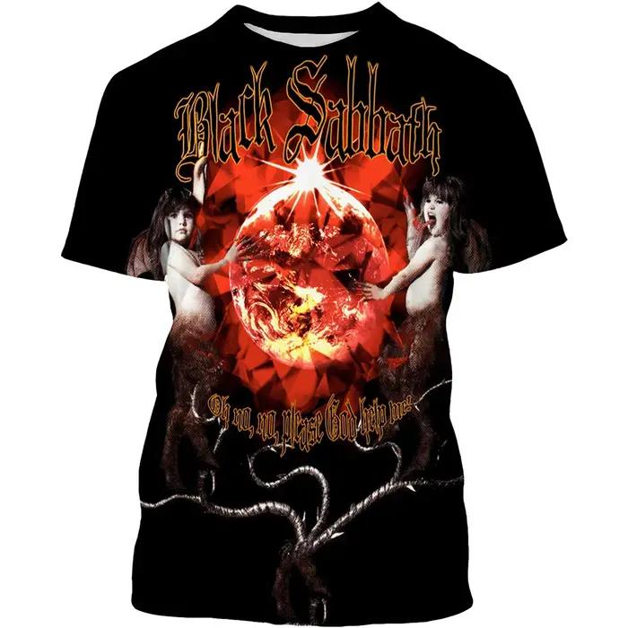 Été nouveau à la mode Black Sabbath hommes 3D imprimé T-shirt Hip Hop décontracté Cool à manches cou
