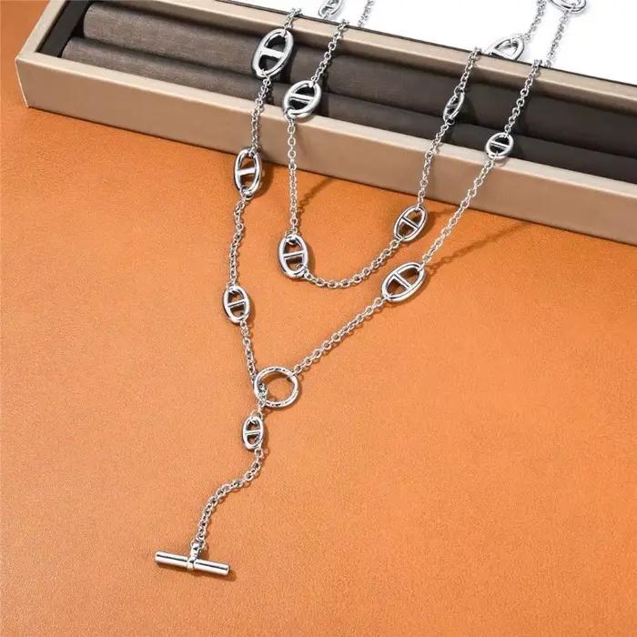 Vente flash : collier couple en acier inoxydable, bracelet multi-couches multifonctionnel et tendanc
