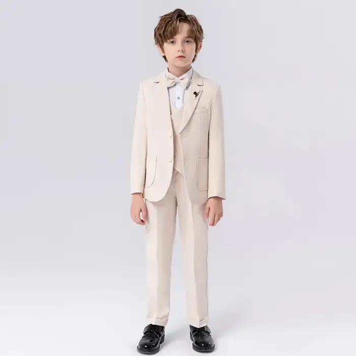 Ensemble de costume personnalisé pour enfant, 4 pièces, Blazer, gilet, pantalon, nœud papillon, fête