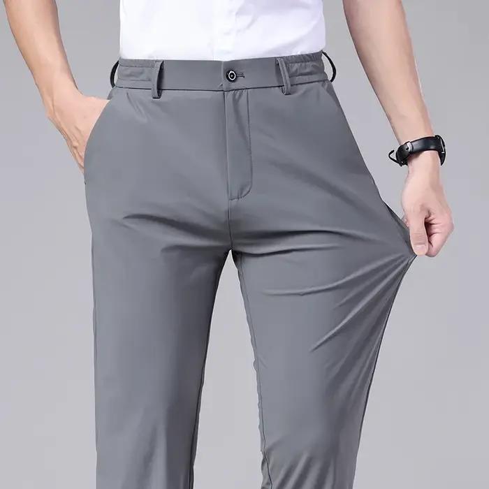 Pantalon décontracté pour hommes, mince, taille élastique, classique, noir, gris, printemps, été