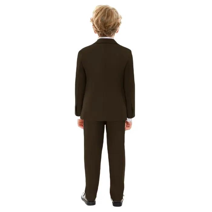 Ensemble de costume formel 4 pièces marron pour enfants, costume de cérémonie pour garçons, blazer c