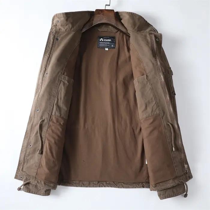Vestes décontractées de printemps pour hommes, Style rétro américain, en coton épais, multi-poches,
