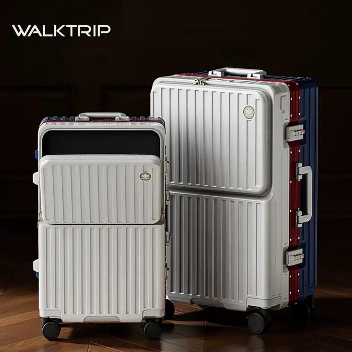 Valise à ouverture frontale en PC avec cadre en aluminium, serrure TSA, porte-gobelet et port de cha