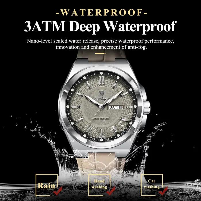 Montre homme POEDAGAR de haute qualité, étanche, lumineuse, avec date et jour, quartz, bracelet en c