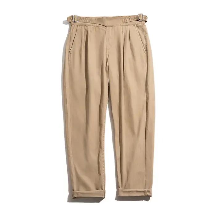 Maden Vintage réglable taille haute Gurkha pantalon kaki décontracté Cargo pantalon de travail class