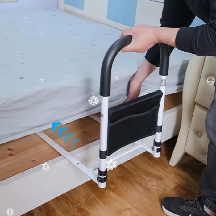Barre de maintien de lit pour personnes âgées avec poches de rangement accoudoirs ergonomiques garde-corps anti-chute rail de prévention des chutes pour une nuit paisible et sécurisée