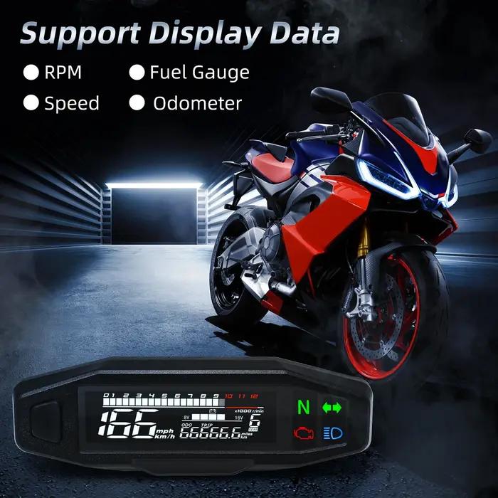 Compteur de vitesse GPS universel pour moto, tableau de bord numérique, tachymètre avec clignotant,
