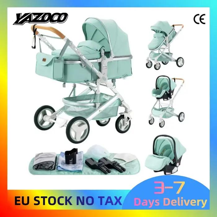 Poussette multifonction 3 en 1 pour bébé avec poussette compacte pliable légère, siège auto et nacel