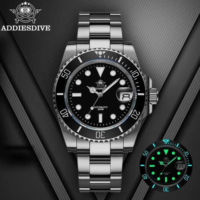 ADDIESDIVE montre automatique de luxe pour hommes 8215 montre mécanique BGW9 montre de plongée en ve