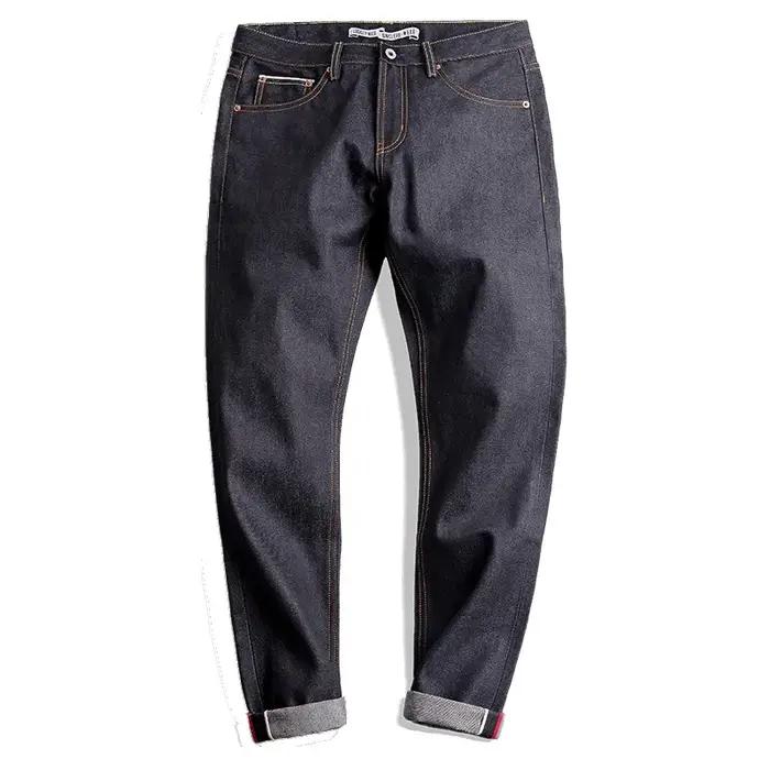 Maden Vintage 14.5oz lisière jean en Denim brut avec fermeture éclair YKK mouche broderie jean droit