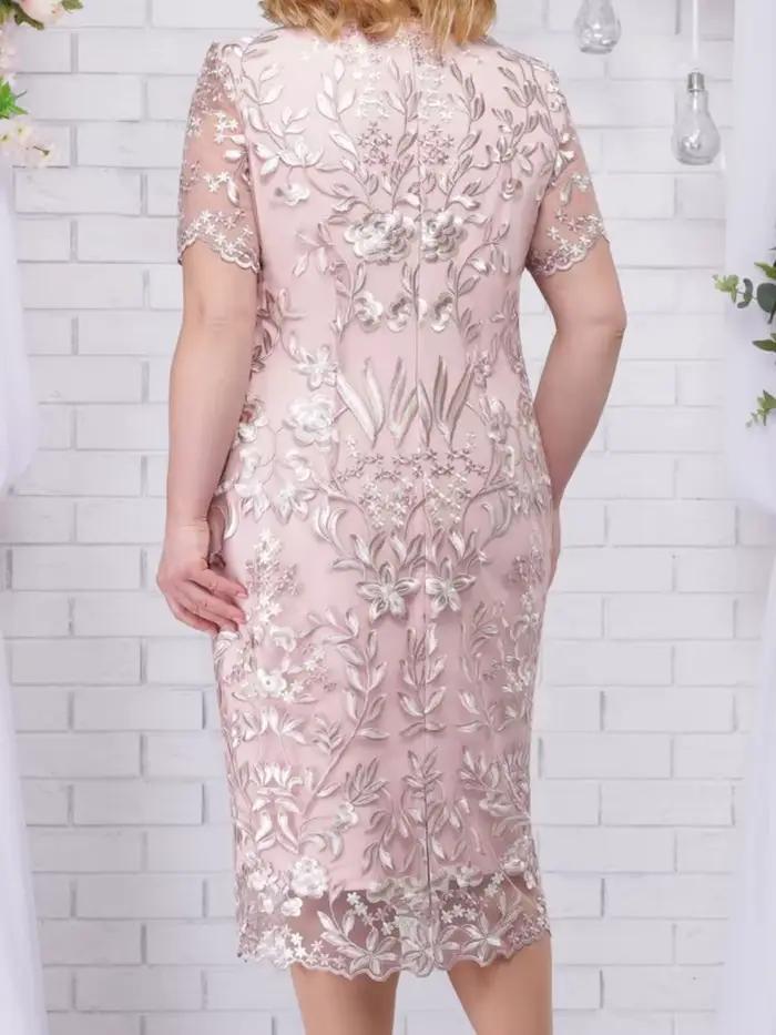 Robes d'été grande taille 4xl 5xl pour invités de mariage, manches courtes, dentelle florale, élégan