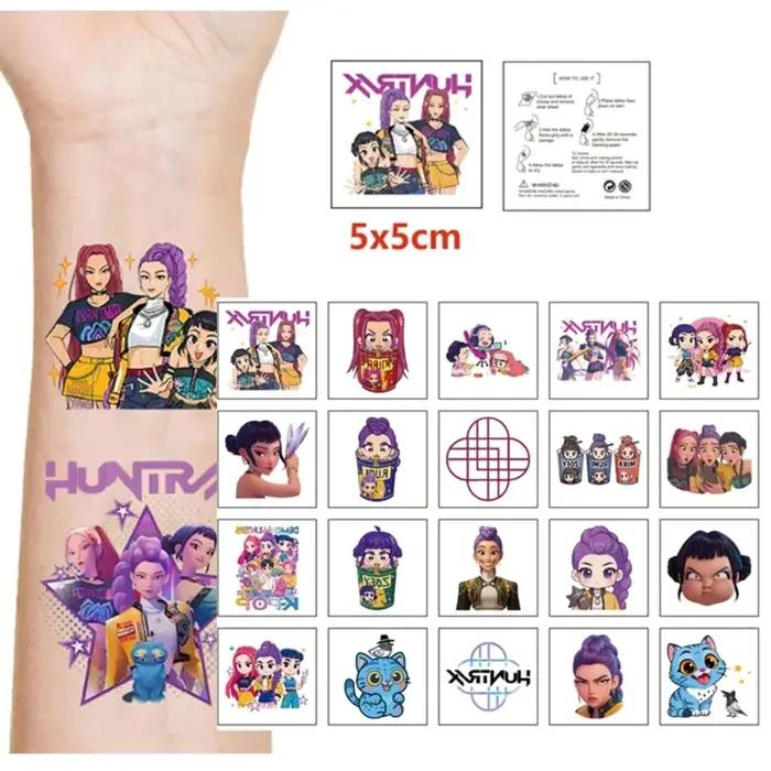Lot de 20 autocollants de tatouage temporaire Kpop Demon Hunters Rumi Kang, motif démoniaque, pour c