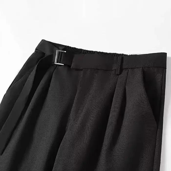Pantalon de Costume Homme Taille Haute Printemps-Été, Coupe Droite Ample et Décontractée, Jambe Larg