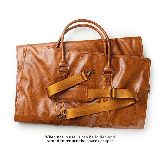 Sac de voyage en cuir grande capacité, imperméable, pour week-end, affaires, convertible, 2 en 1, ba